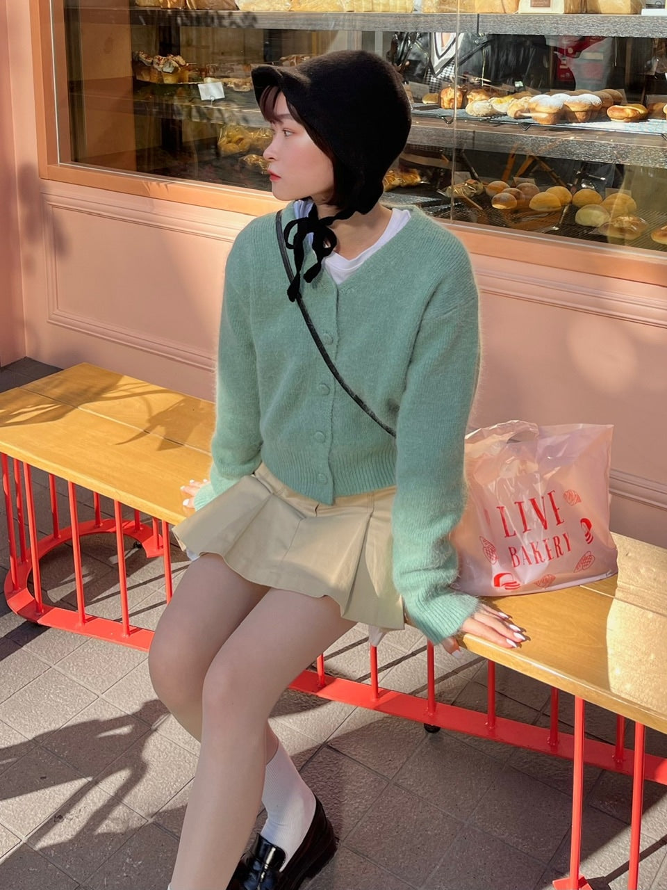 受注制【Chikashitsu +】strap knit hat (2color)