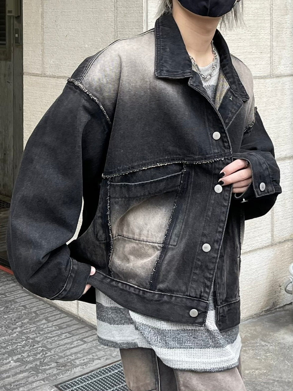 受注制【Chikashitsu +】vintage wash denim jacket (2color)