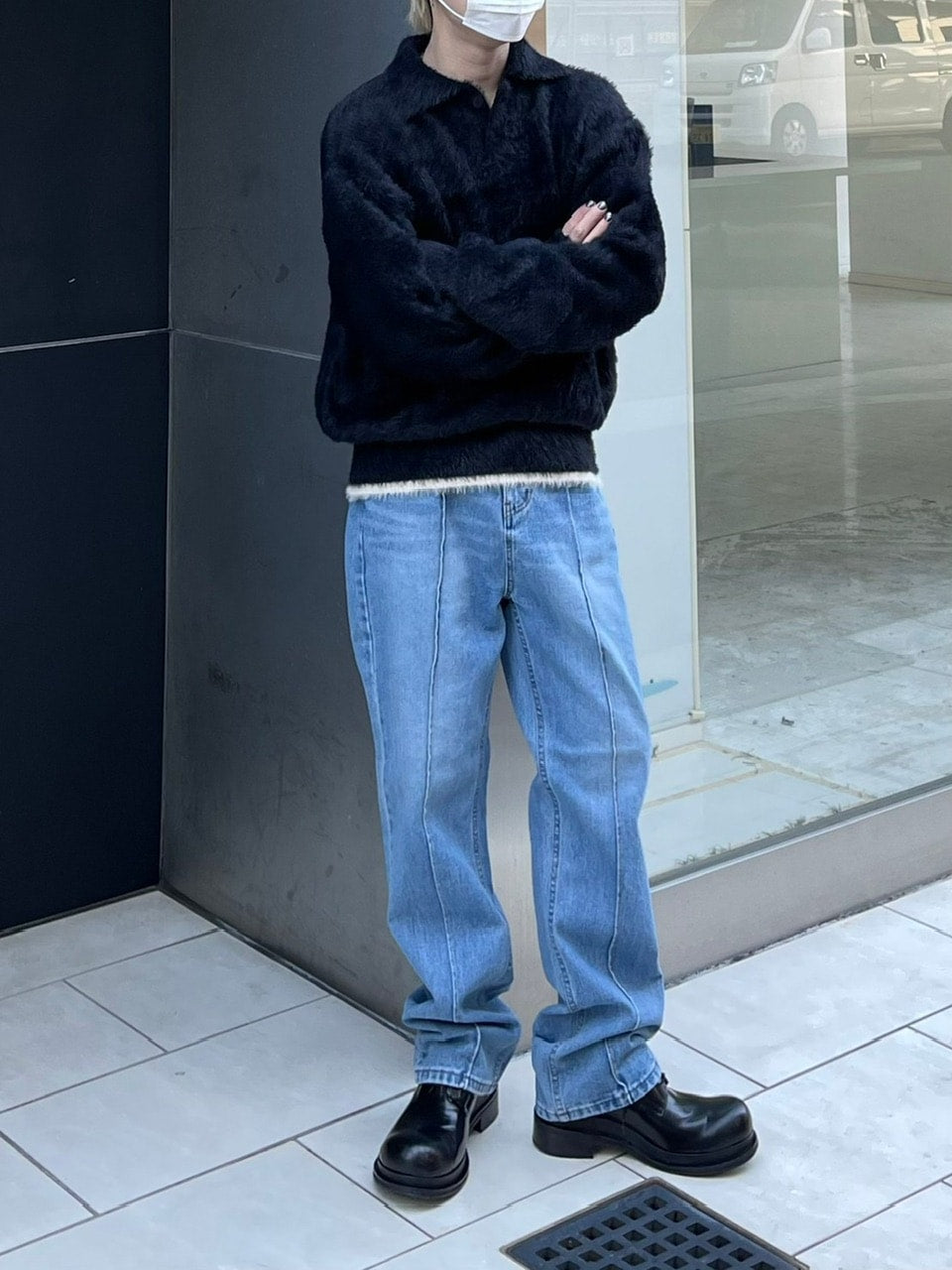 受注制【Chikashitsu +】center press denim pants 2