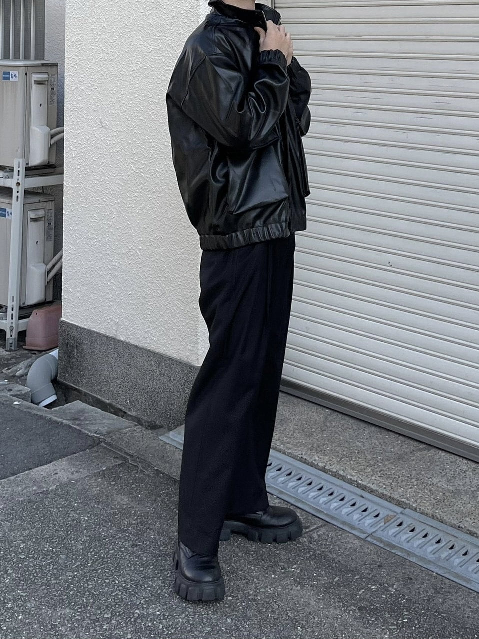 受注制【Chikashitsu +】leather bomber jacket