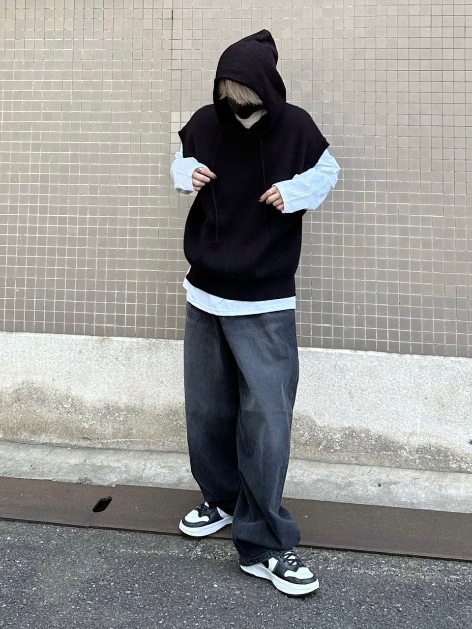 受注制【Chikashitsu +】oversized denim pants (2color)