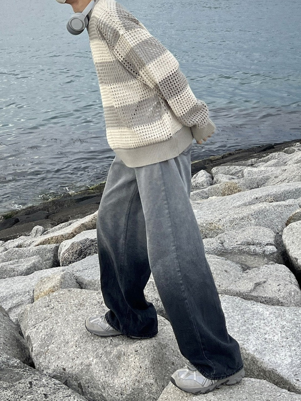 受注制【youll】mesh border knit (2color)