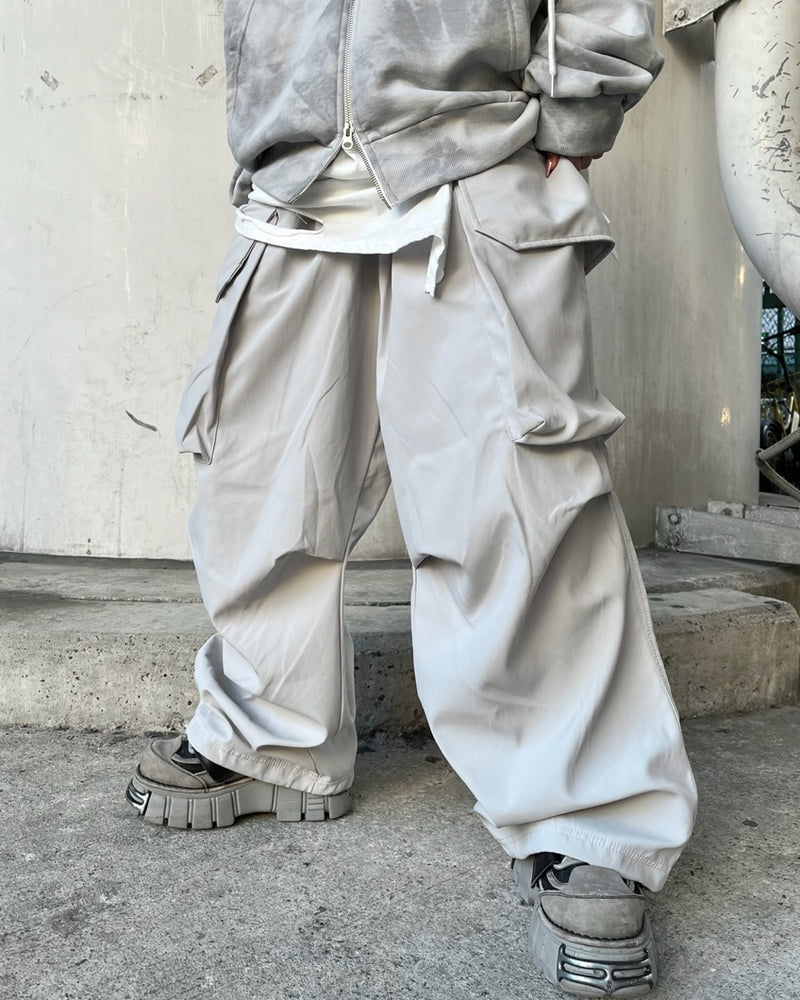 受注制【Never mind the XU】big pocket wide cargo pants (2color)