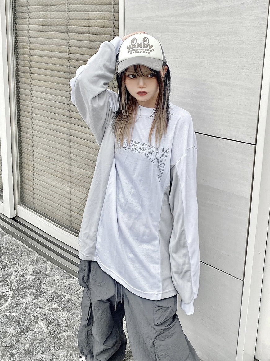 受注制【Never mind the XU】bi-color long sleeve tee (2color)