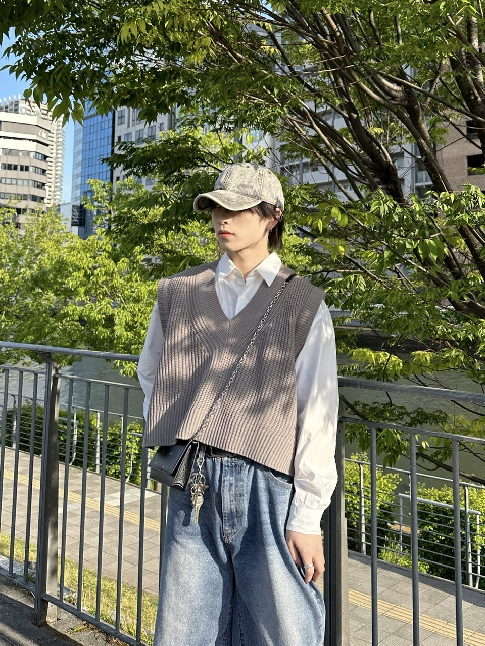 大阪店WEB限定受注制【Chikashitsu +】cropped box vest (2color)