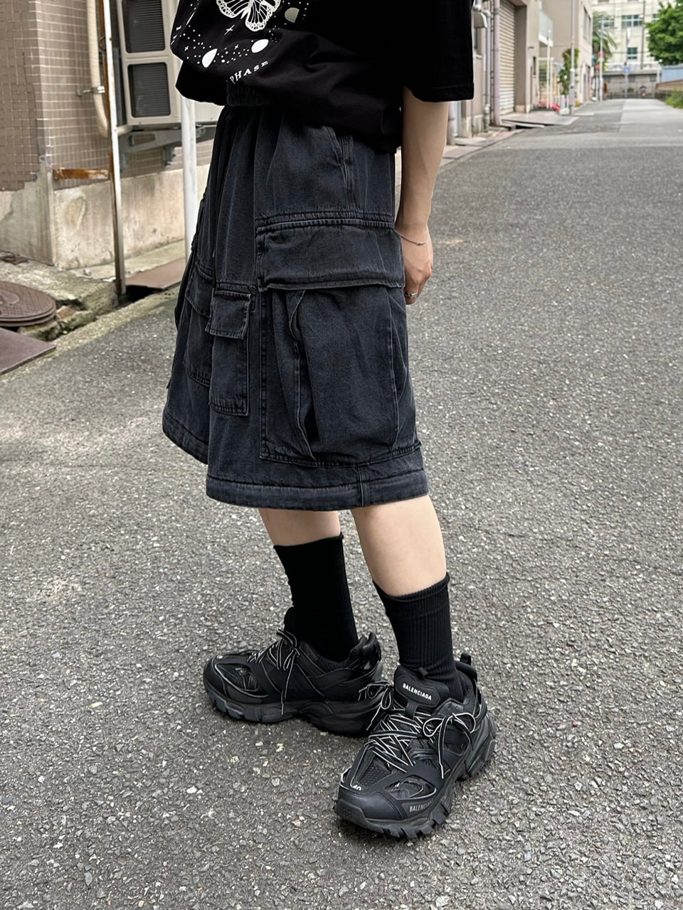 受注制【Chikashitsu +】2way heavy pocket denim cargo pants (2color)