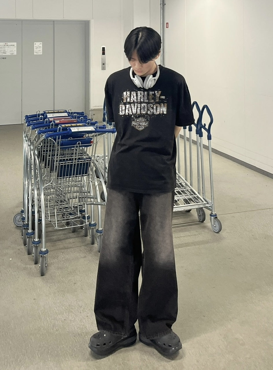 【youll】vintage wash denim wide pants (2color)