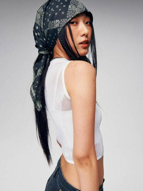 【runningHIGH】KNIT MESH SLEEVELESS TOP