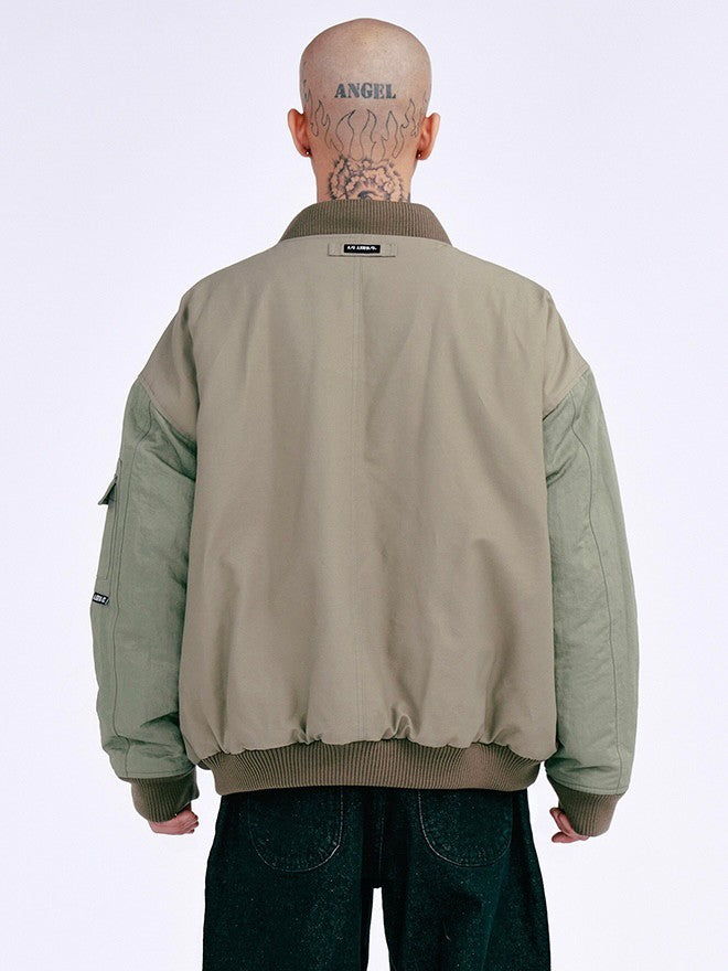 【AJOBYAJO】Fourfold Nylon Mixed Bomber Jacket