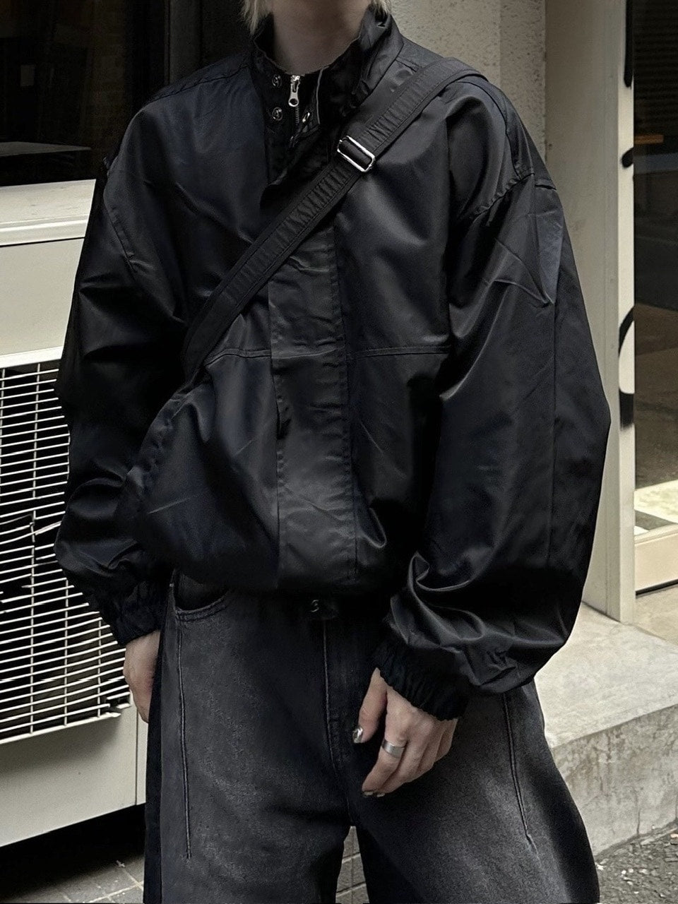 大阪店WEB限定受注制【Chikashitsu +】high neck bomber jacket (2color)