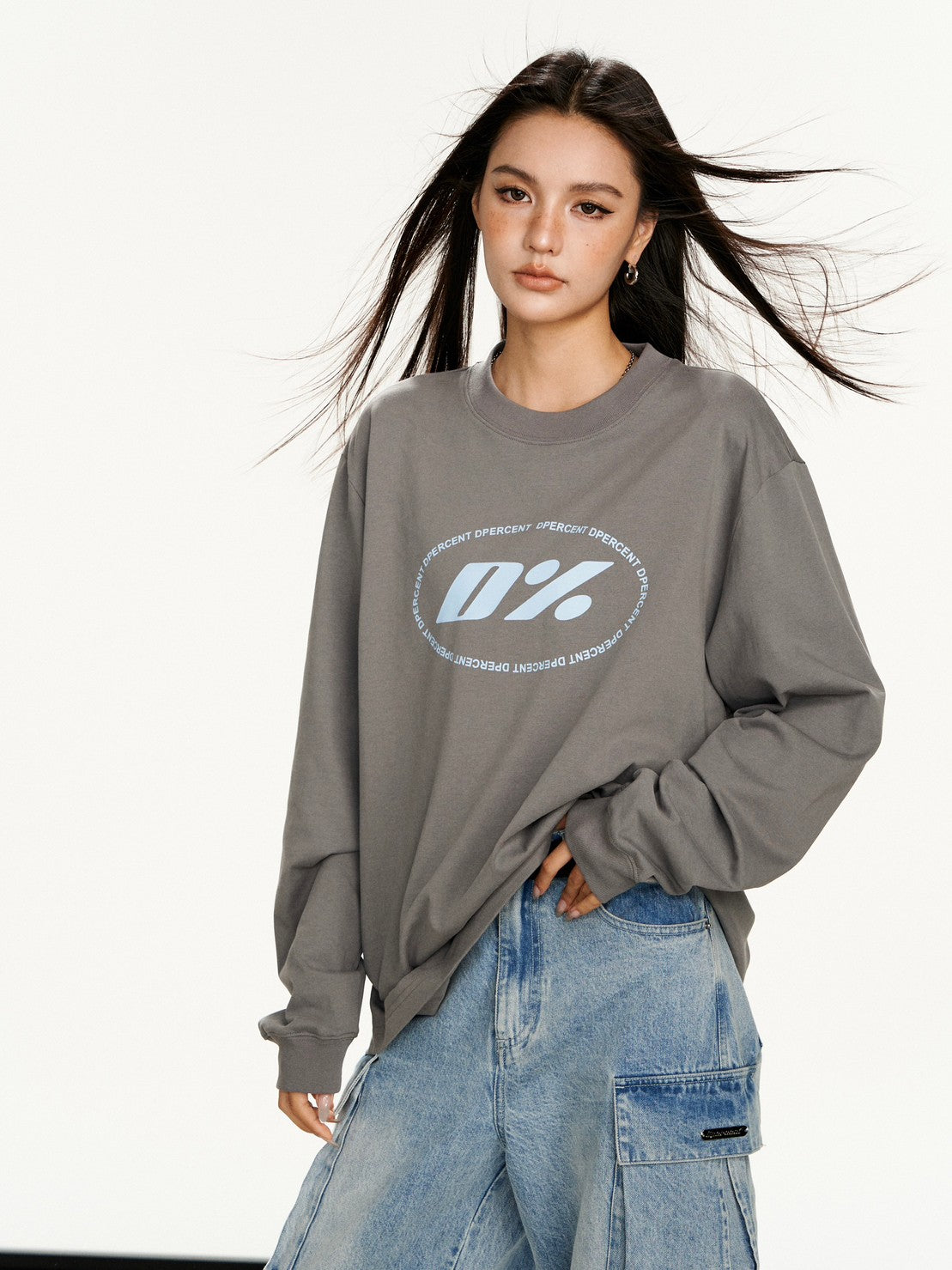 【Dpercent】Front Logo Sweater