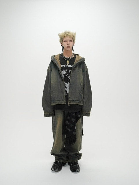 受注制【Never mind the XU】setup denim pants (2color)