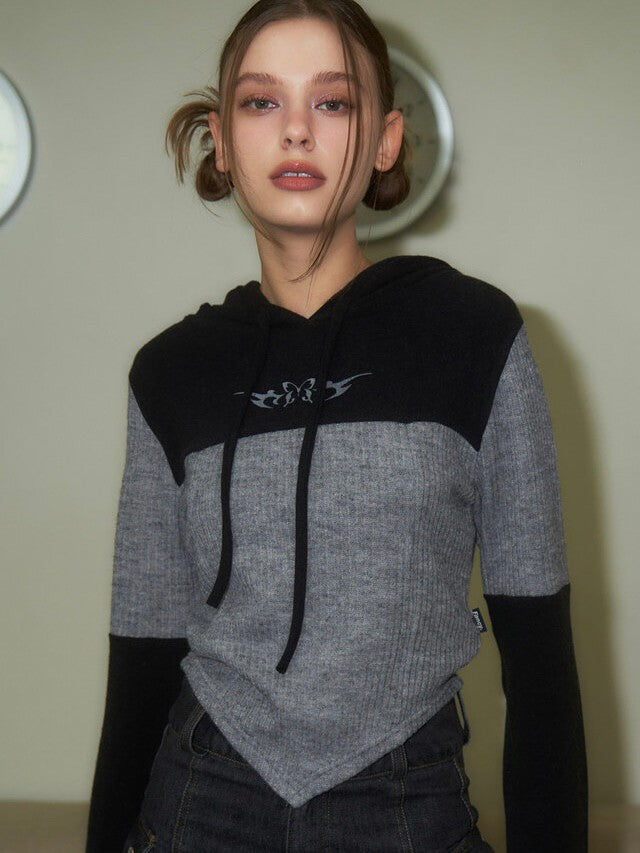 【FANCY CLUB】BOW RIBBED LAYERED HOODIE PART 1
