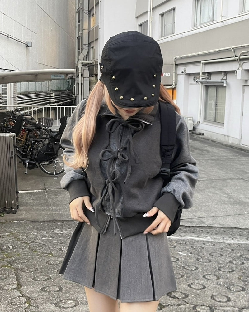 受注制【nmtc +】ribbon zip up jacket (2color) / 【エヌエムティーシープラス】リボンジップアップ長袖ジャケット