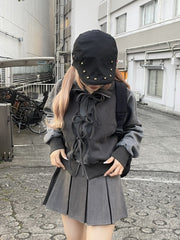 受注制【nmtc +】ribbon zip up jacket (2color) / 【エヌエムティーシープラス】リボンジップアップ長袖ジャケット