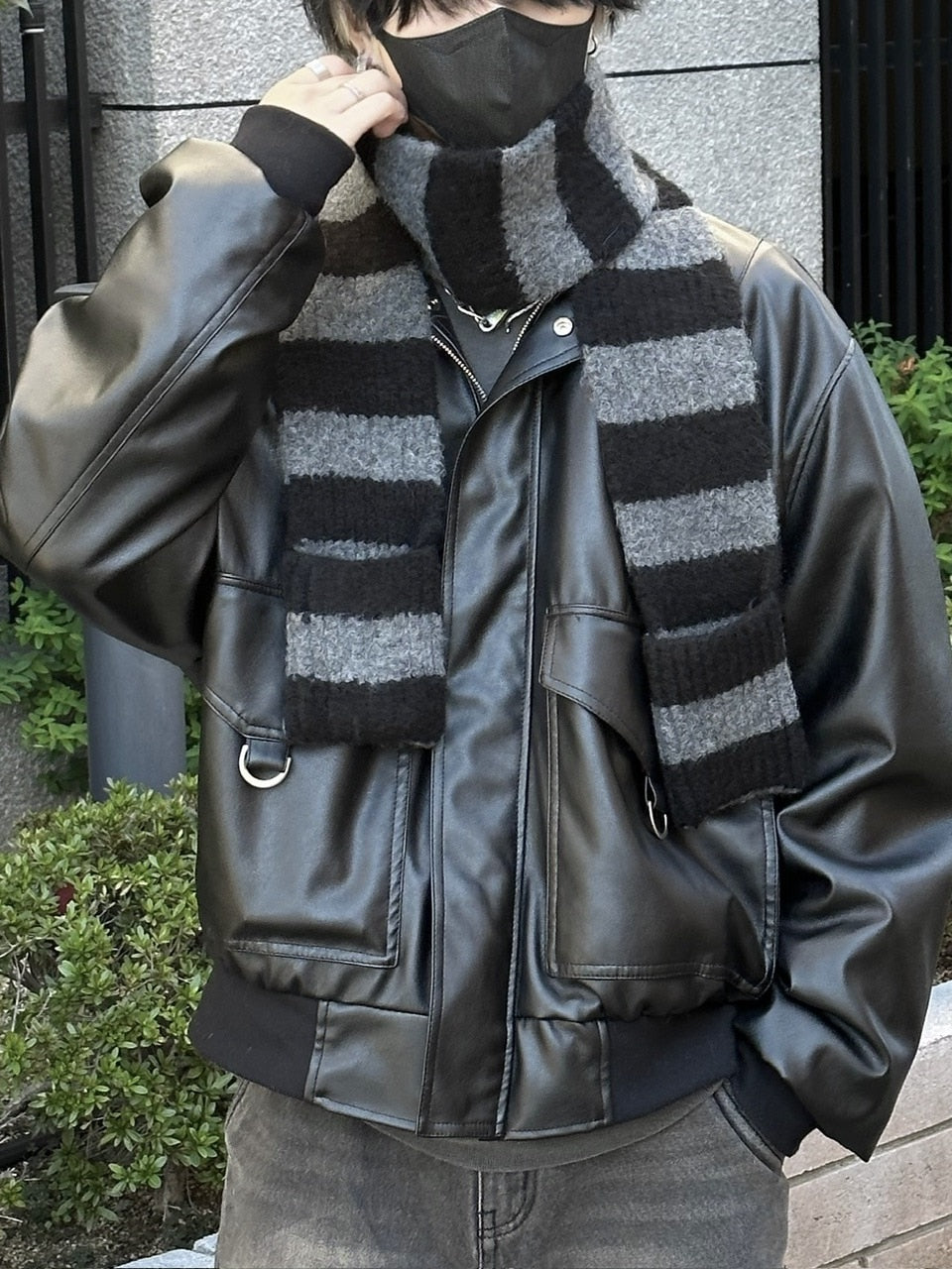 大阪店WEB限定【Chikashitsu +】border pocket muffler (2color)