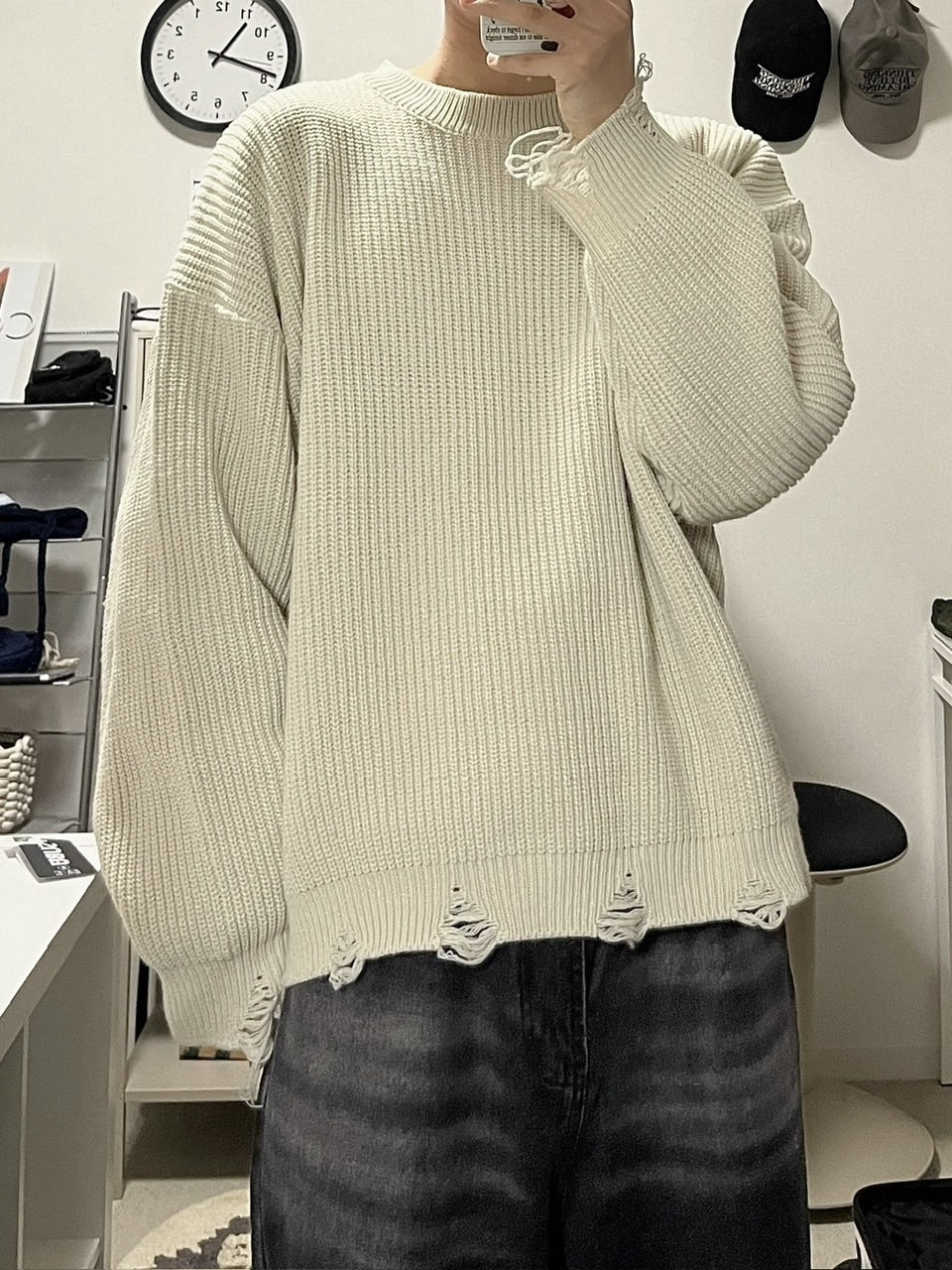 受注制【youll】damage round knit (3color)