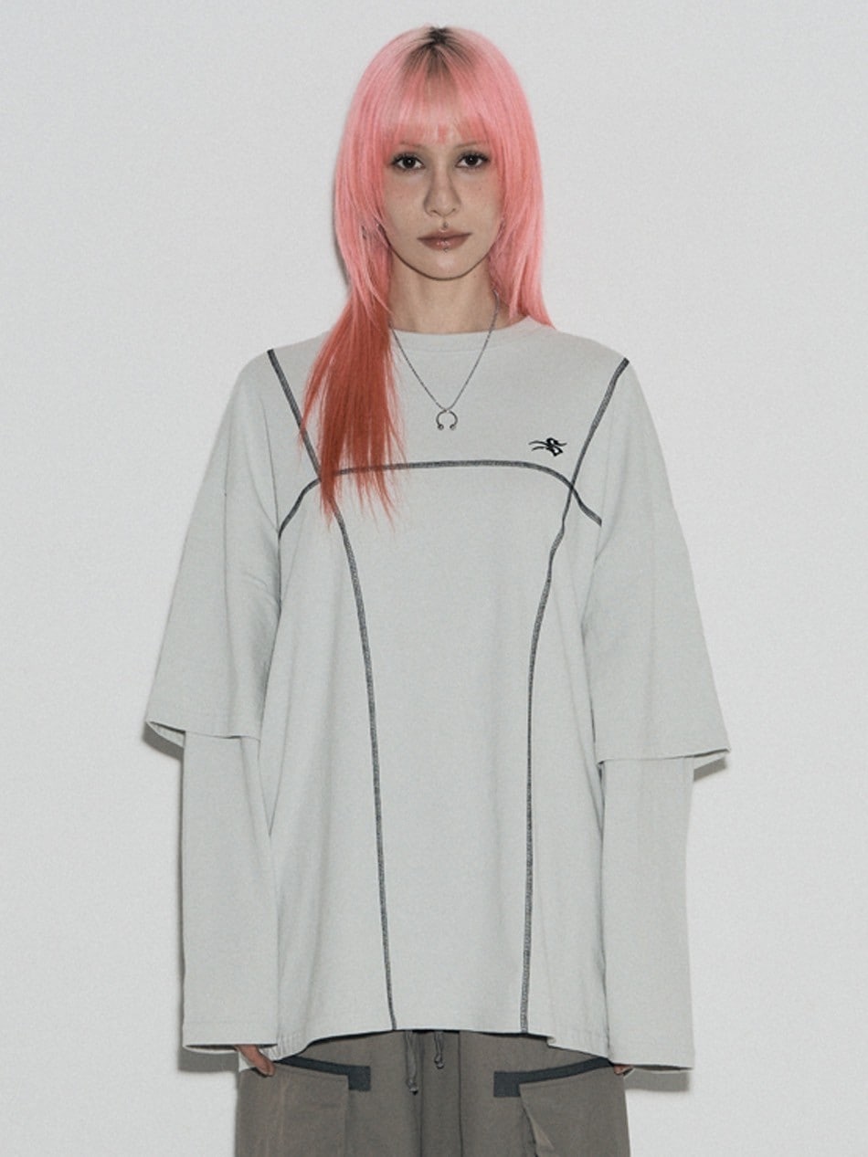 【SETUP‐EXE】LAYERD SLEEVE STITCH T-SHIRT