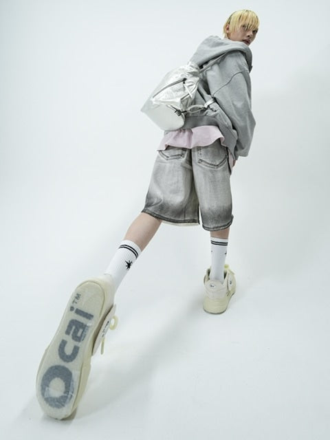 受注制【nmtc +】grunge processing denim shorts