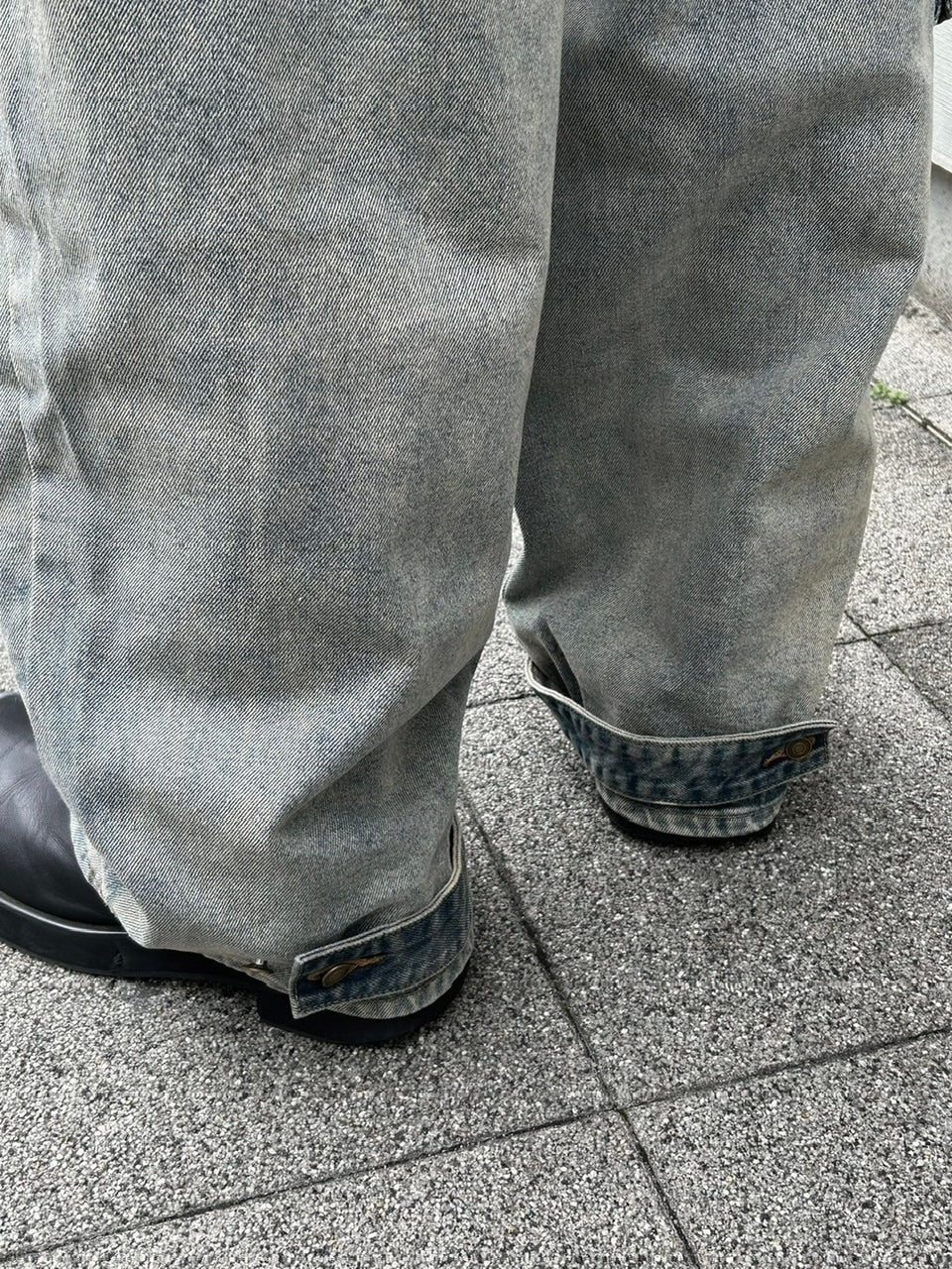 受注制【Chikashitsu +】vintage wash cargo denim pants (2color)