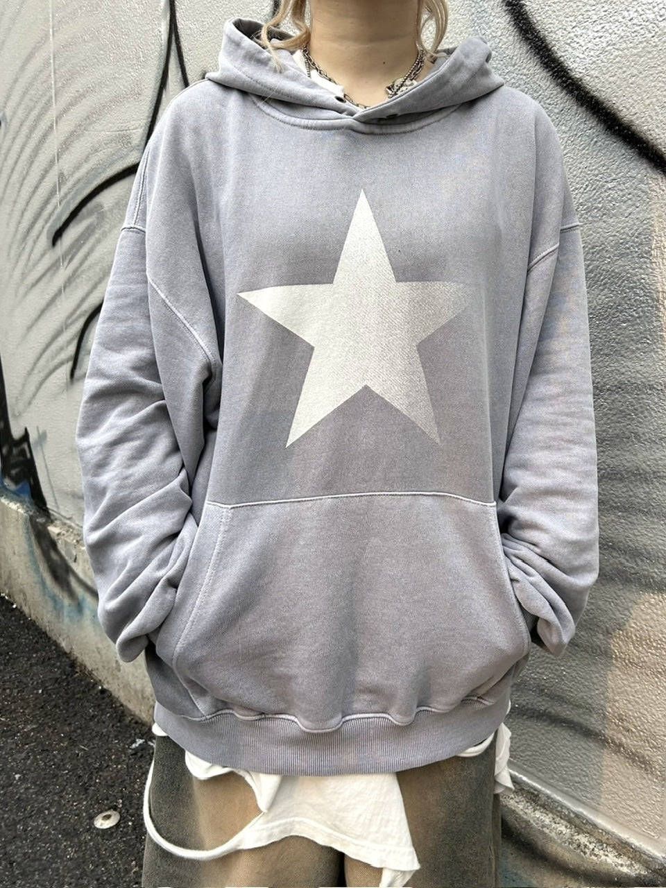 受注制【Never mind the XU】fade star hoodie (3color)