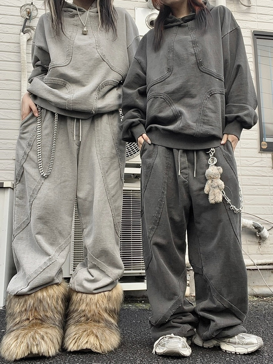 受注制【Never mind the XU】set up design pigment hoodie (2color)