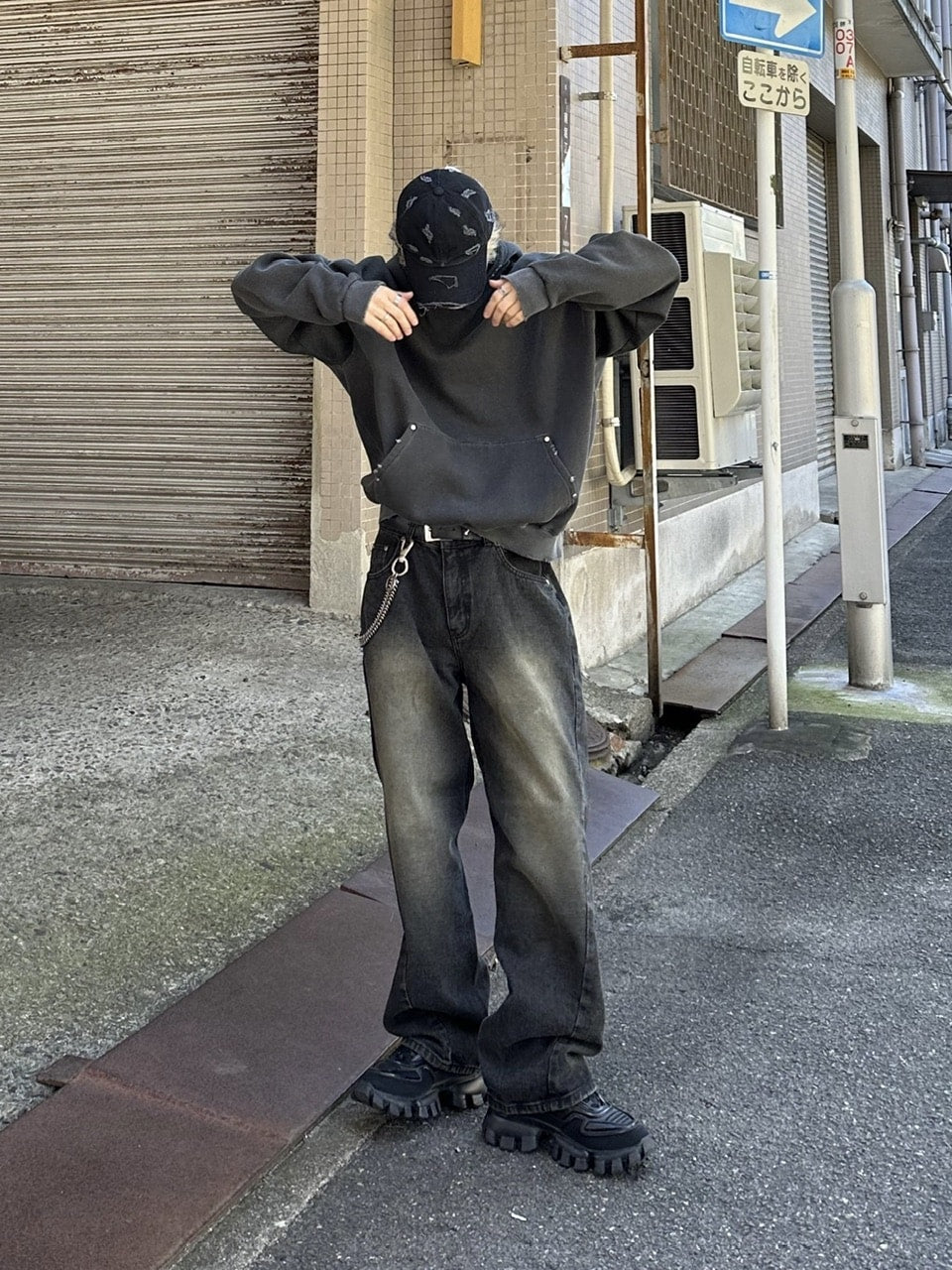 大阪店WEB限定受注制【Chikashitsu +】vintage wash curve denim pants