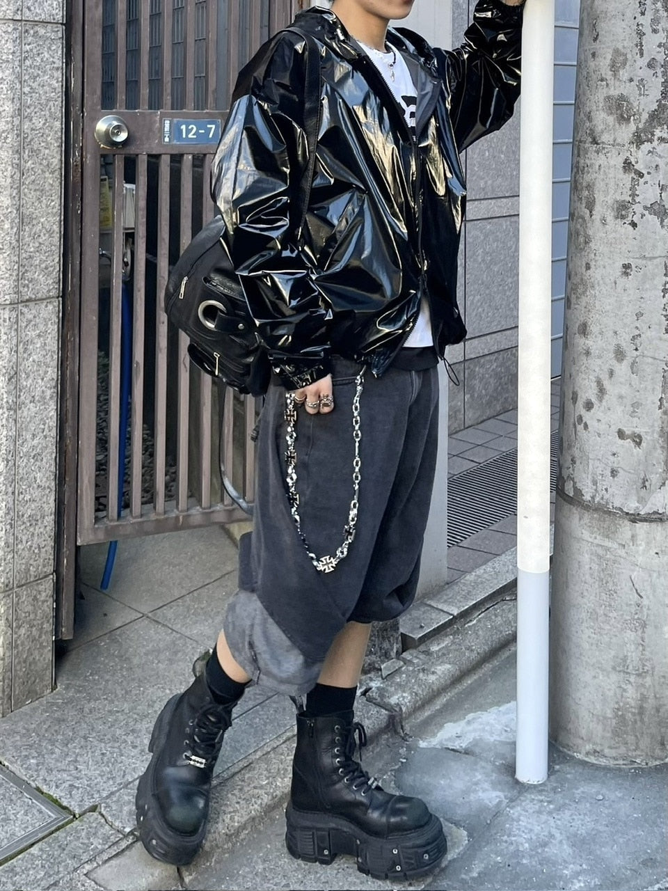 受注制【Never mind the XU】metallic hood jacket (2color)