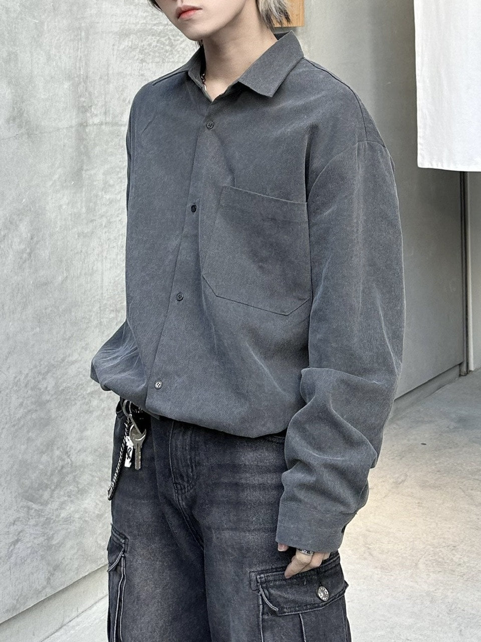 大阪店WEB限定受注制【Chikashitsu +】pigment draw code shirt (2color)