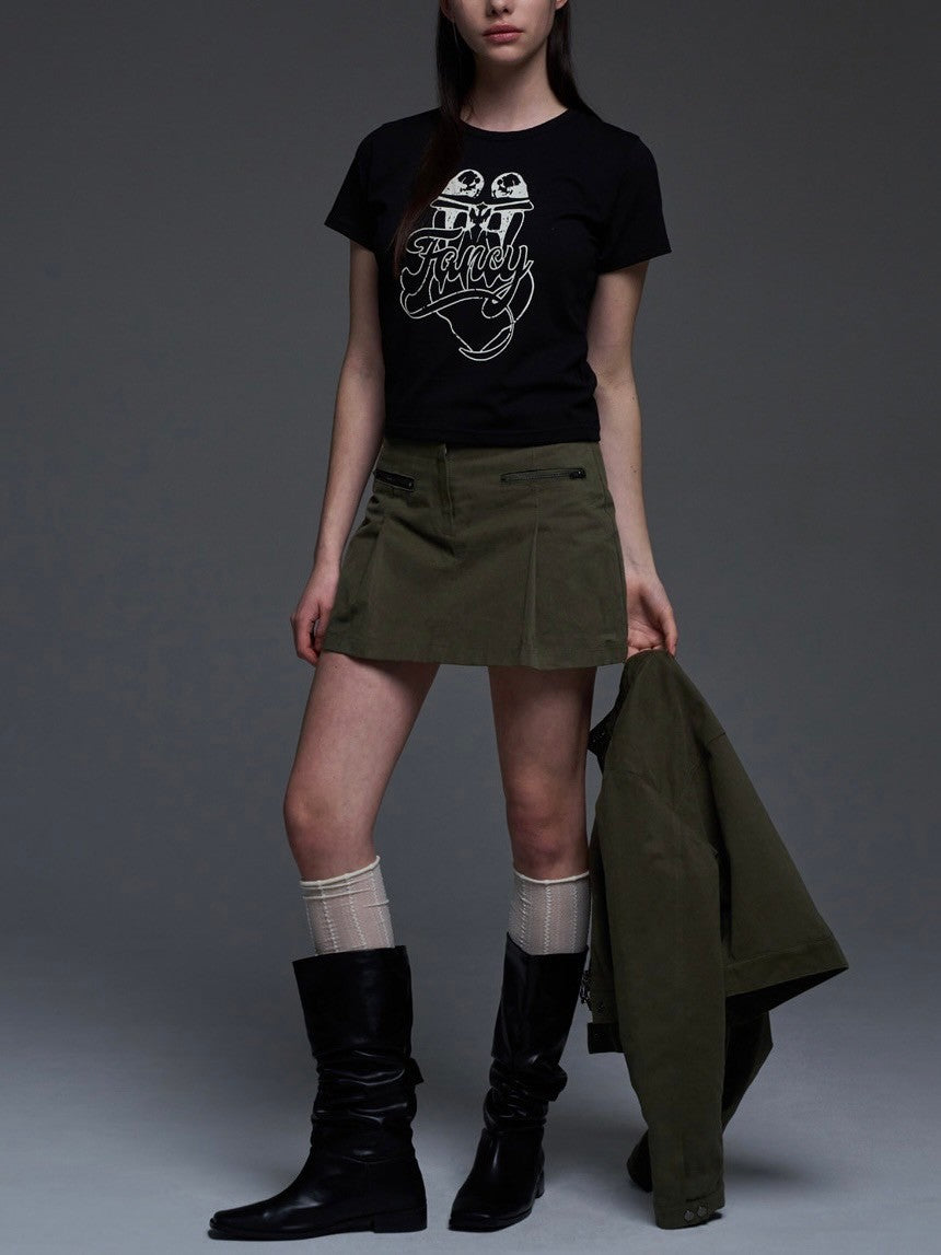 【FANCY CLUB】BIKER PINTUCK MINI SKIRT