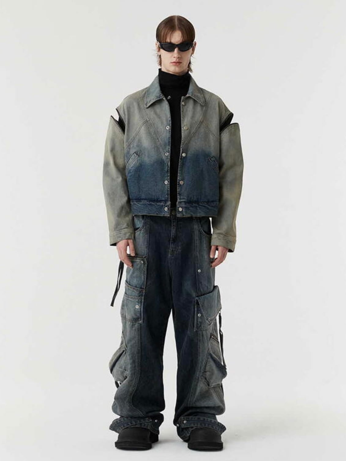 【DNSR】twoface multi cargo denim pants