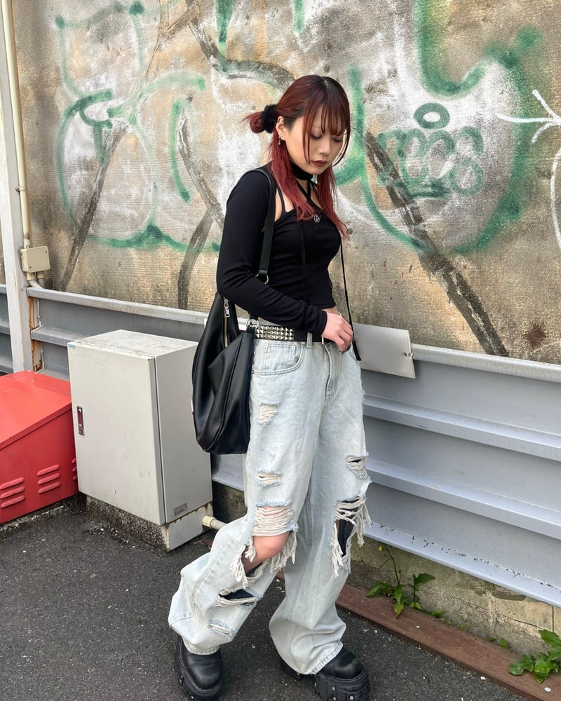 受注制【Bizarre Maiden】grunge crush denim pants (2color)