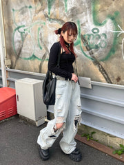 受注制【Bizarre Maiden】grunge crush denim pants (2color)