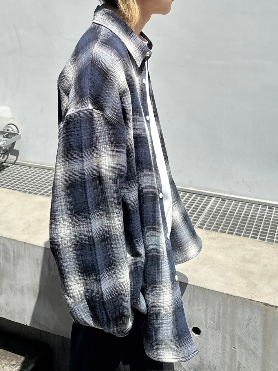 受注制【Chikashitsu +】shadow check shirt (2color) / 【チカシツプラス】シャドウチェック長袖シャツ