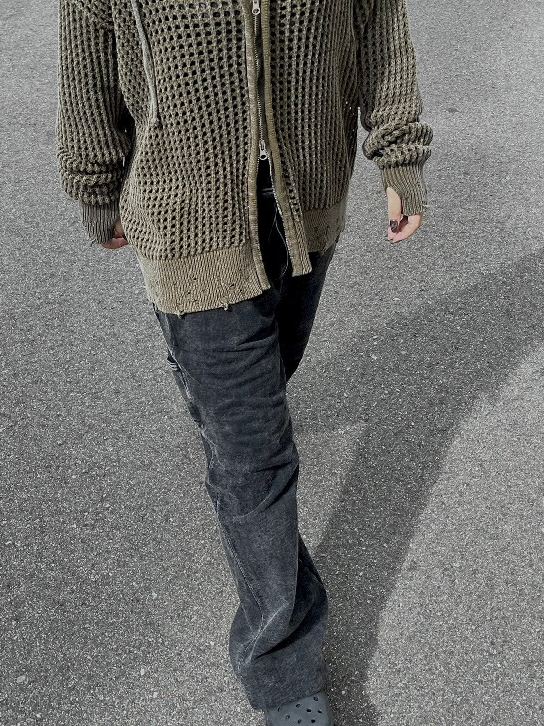 受注制【Chikashitsu +】set up pigment damage carpenter sweat pants