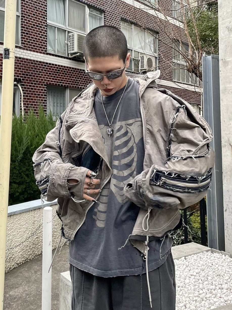 【Never mind the XU】skeleton tee / 【ネバーマインドザエックスユー】スケルトンプリント半袖Tシャツ