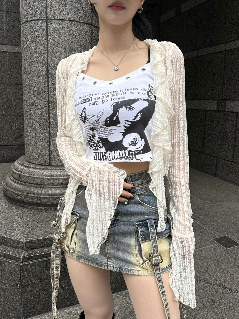 受注制【Never mind the XU】cargo denim skirt (2color)