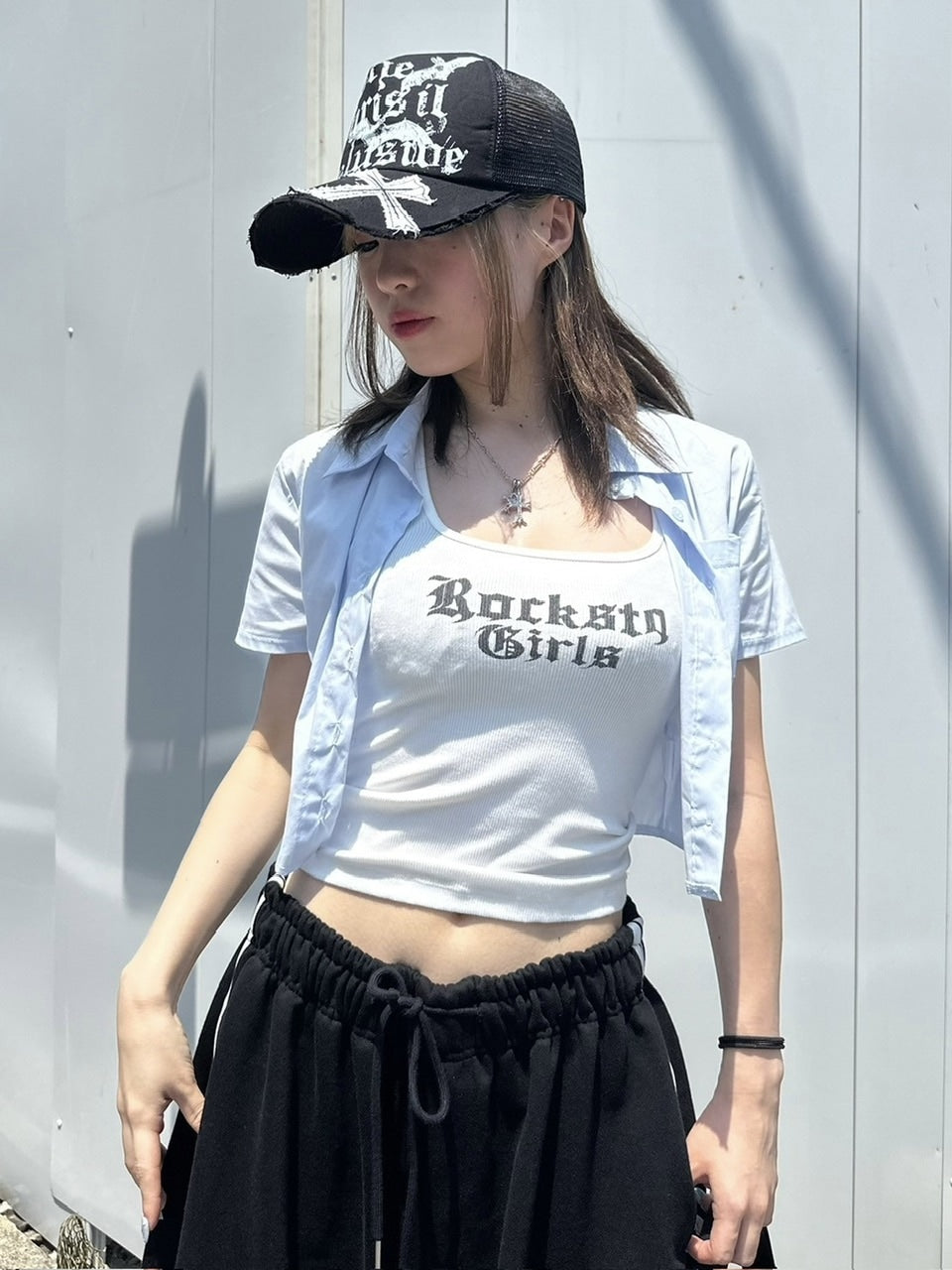 受注制【Never mind the XU】pintuck cropped shirt (3color)