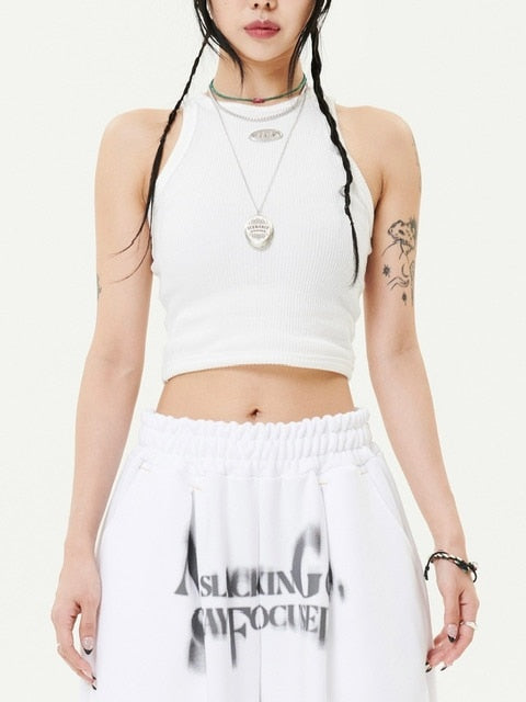 【HOLY NUMBER 7】Women's Dancer Crop Tank Top / 【ホーリーナンバーセブン】ダンサークロップロゴプリントタンクトップ