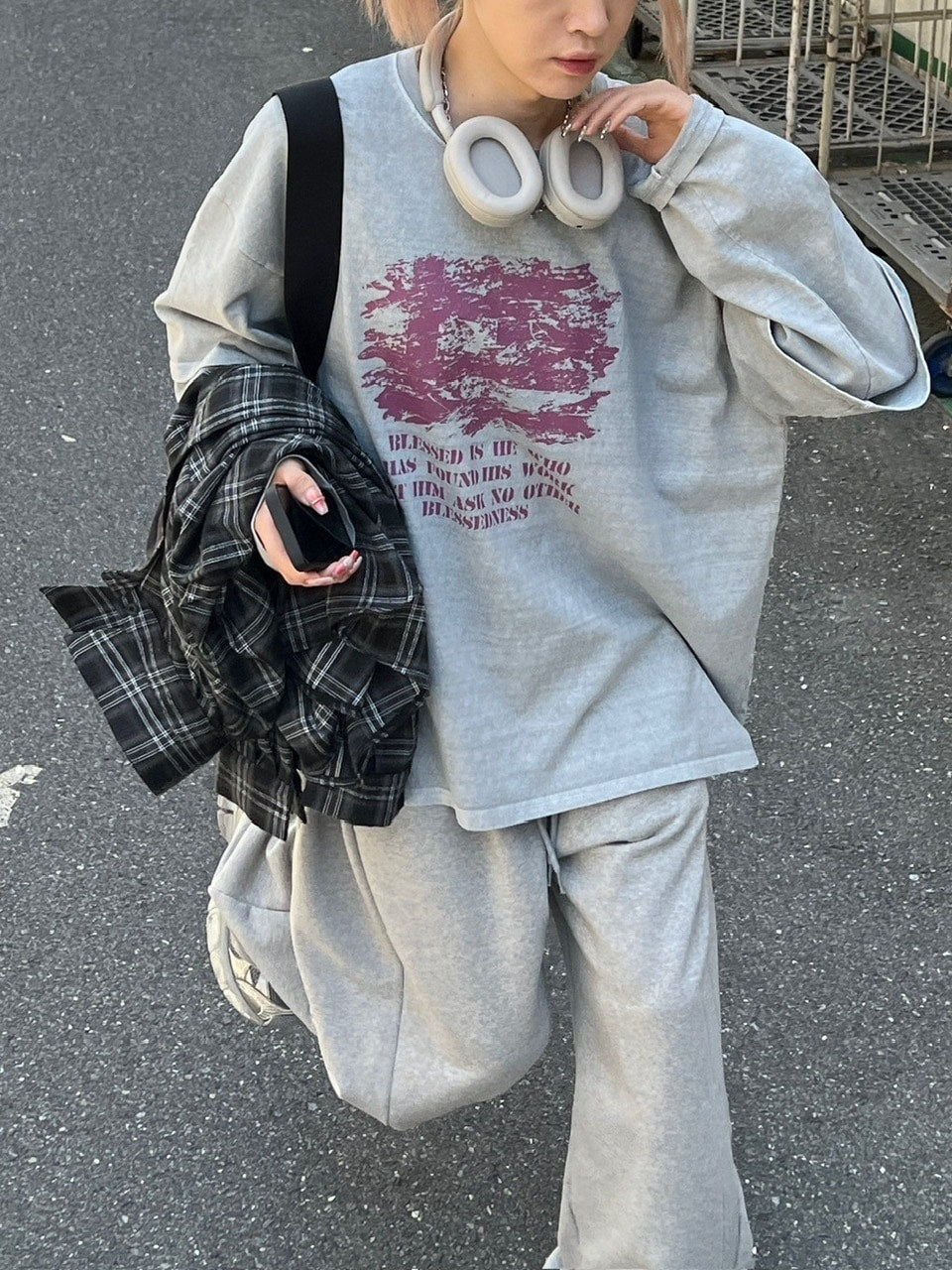 【Chikashitsu +】layered graphic long sleeve (2color) / 【チカシツプラス】レイヤードグラフィックプリント長袖Tシャツ