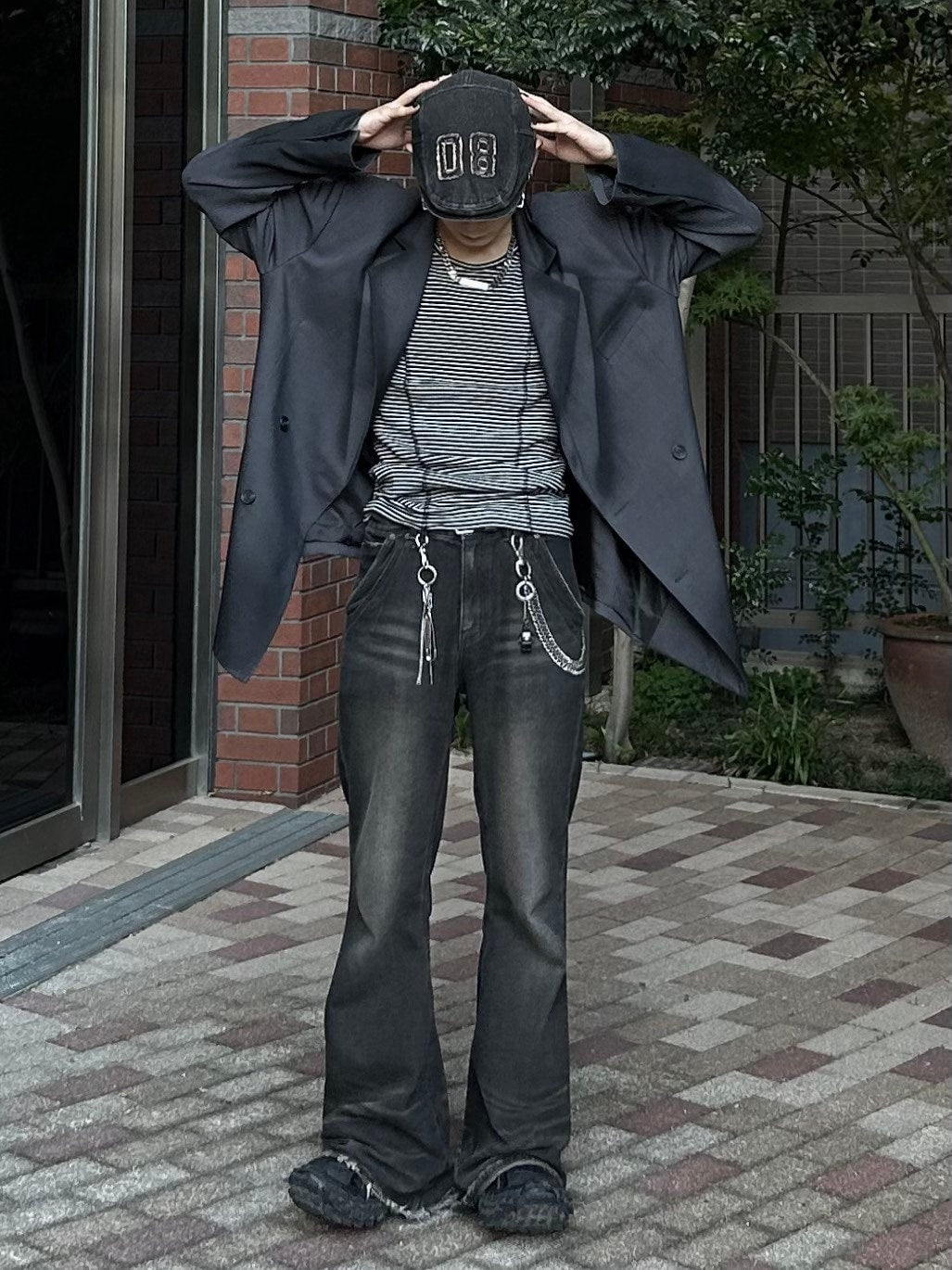 受注制【Chikashitsu +】border stitch rib sleeveless (2color) / 【チカシツプラス】ボーダーステッチリブタンクトップ