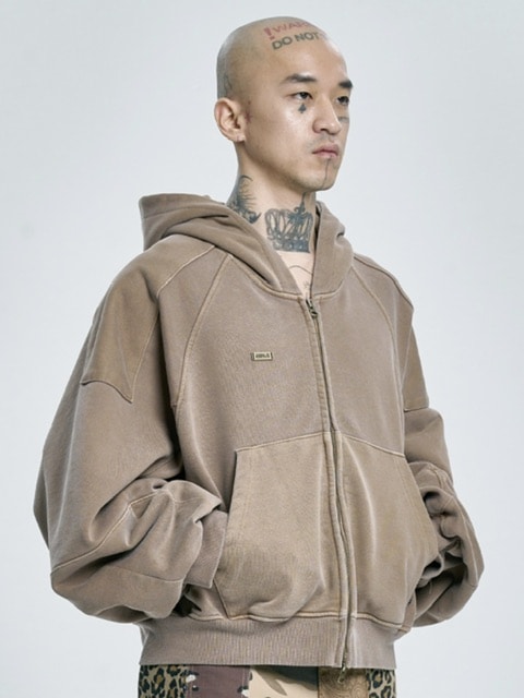 【AJOBYAJO】Vintage Pigment Zip-Up Hoodie
