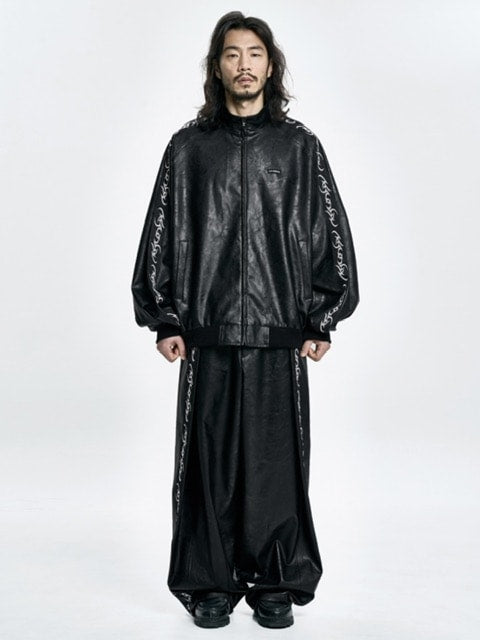 【AJOBYAJO】Vegan Leather One Tuck Track Pants