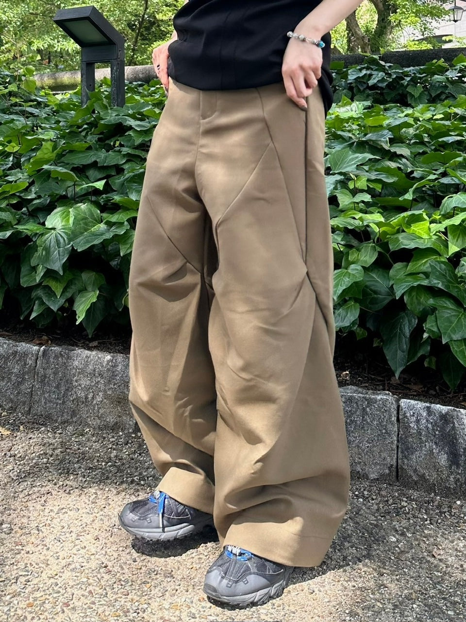 【Chikashitsu +】pattern design slacks (2color)