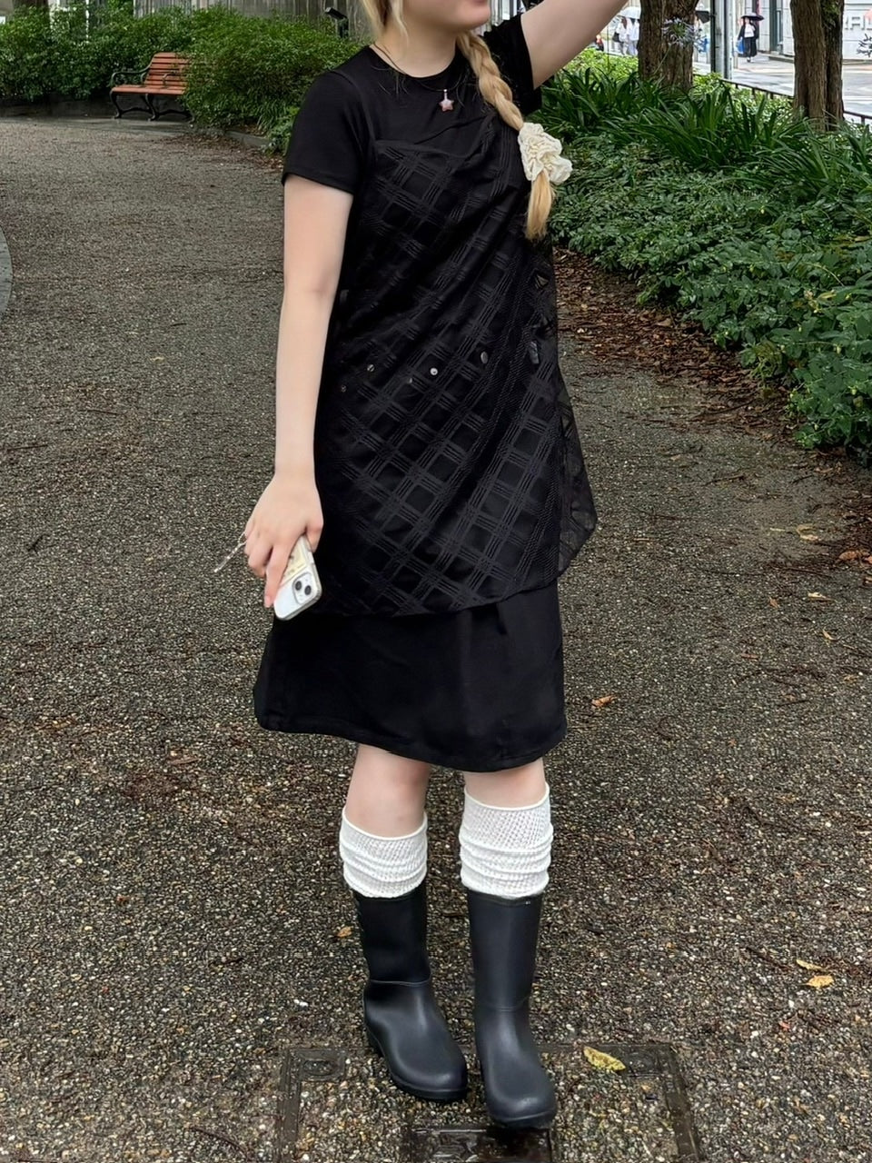 受注制【OaKS】layered check onepiece (2color)