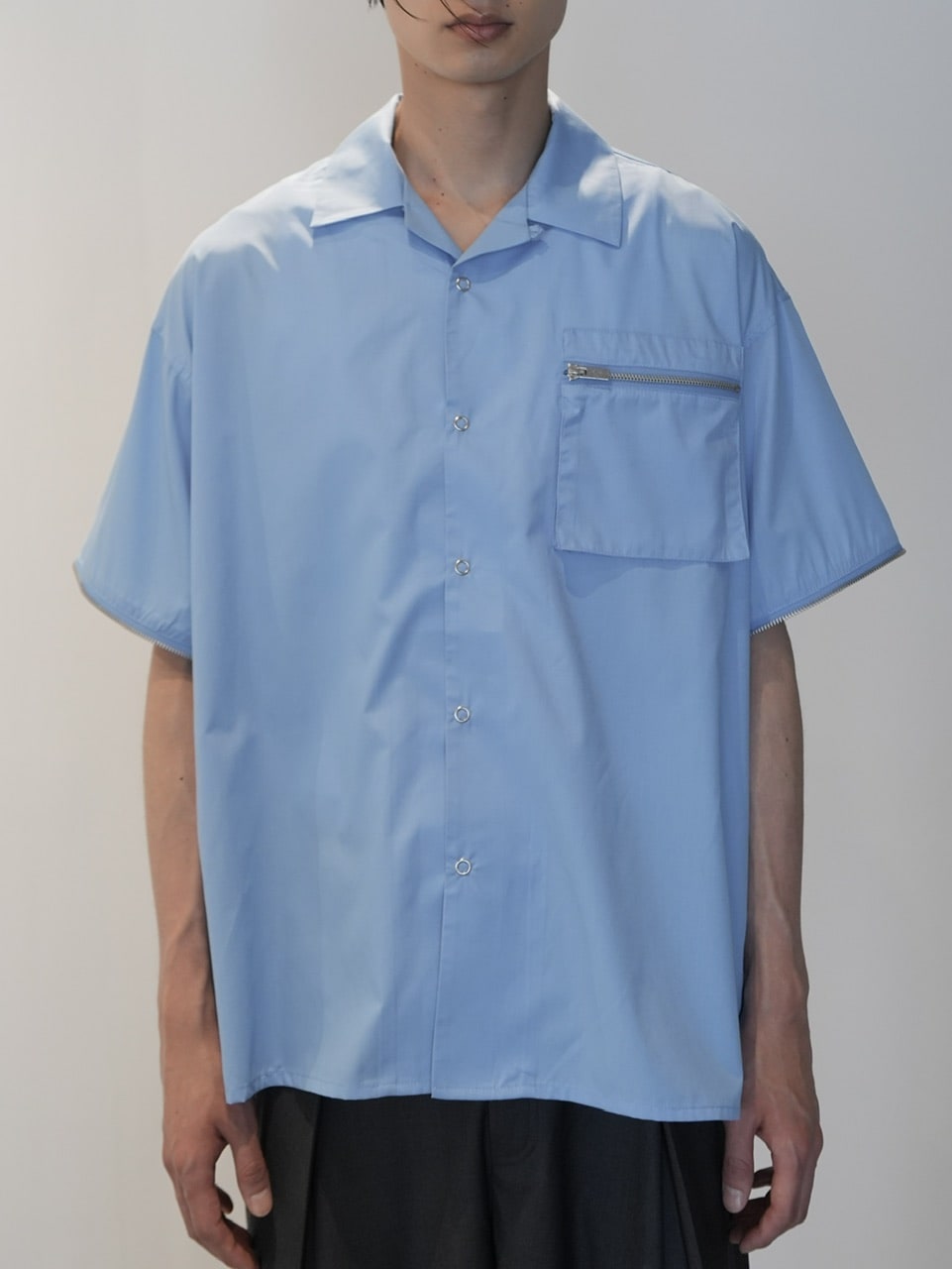 【CS】2way zip square cut shirt (blue) / 【シーエス】2ウェイジップスクエアカット長袖シャツ