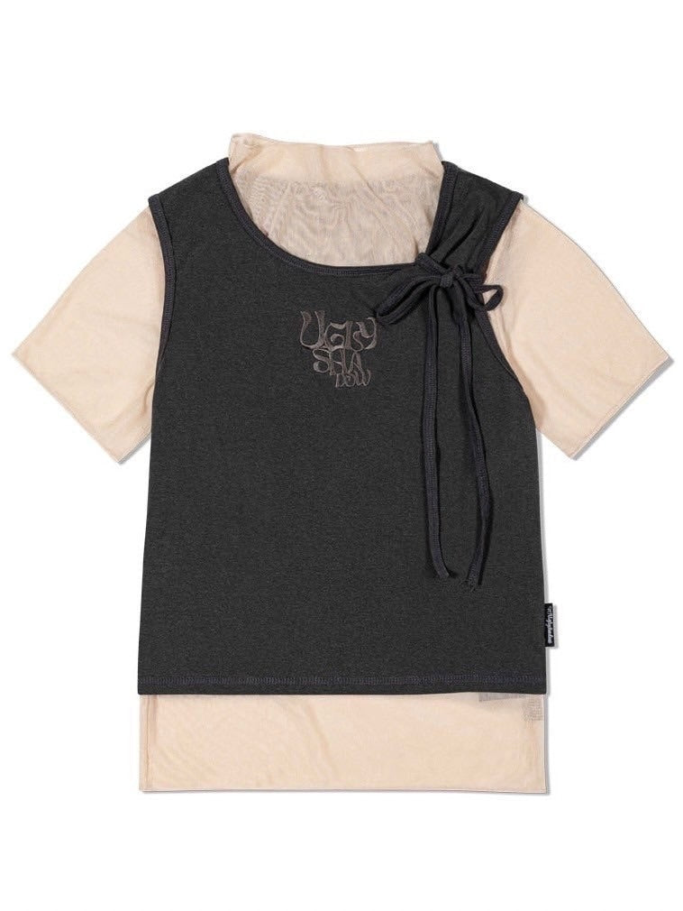 【Uglyshadow】PIGMENT MASH SLEEVELESS SET