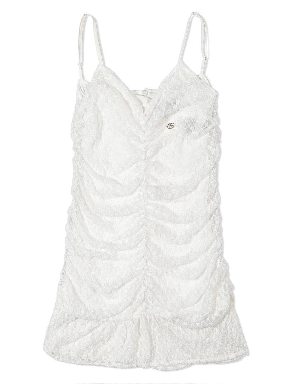 【Uglyshadow】TIE SHIRRING LACE DRESS