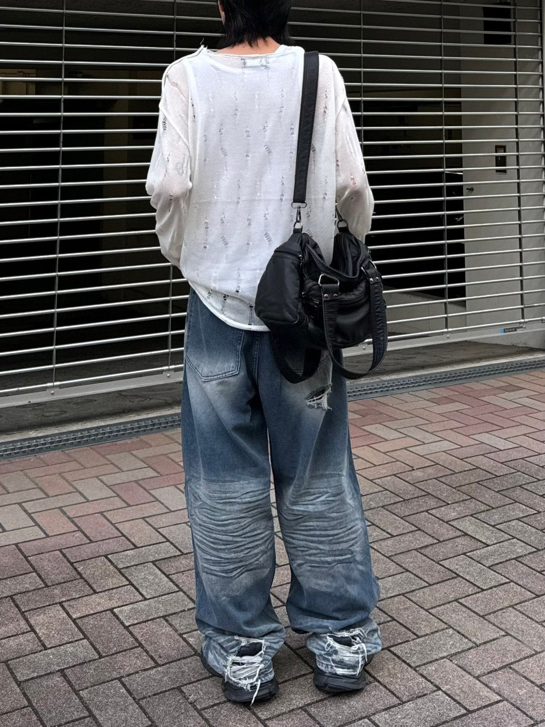 受注制【Chikashitsu +】shoulder button damage summer knit (3color)