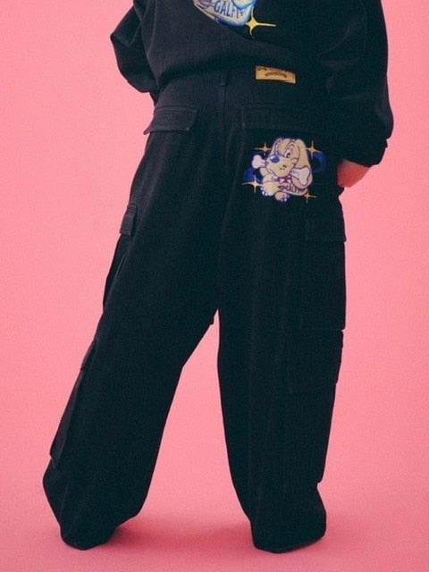 【GALFY】ダーティーデニムワイドカーゴ